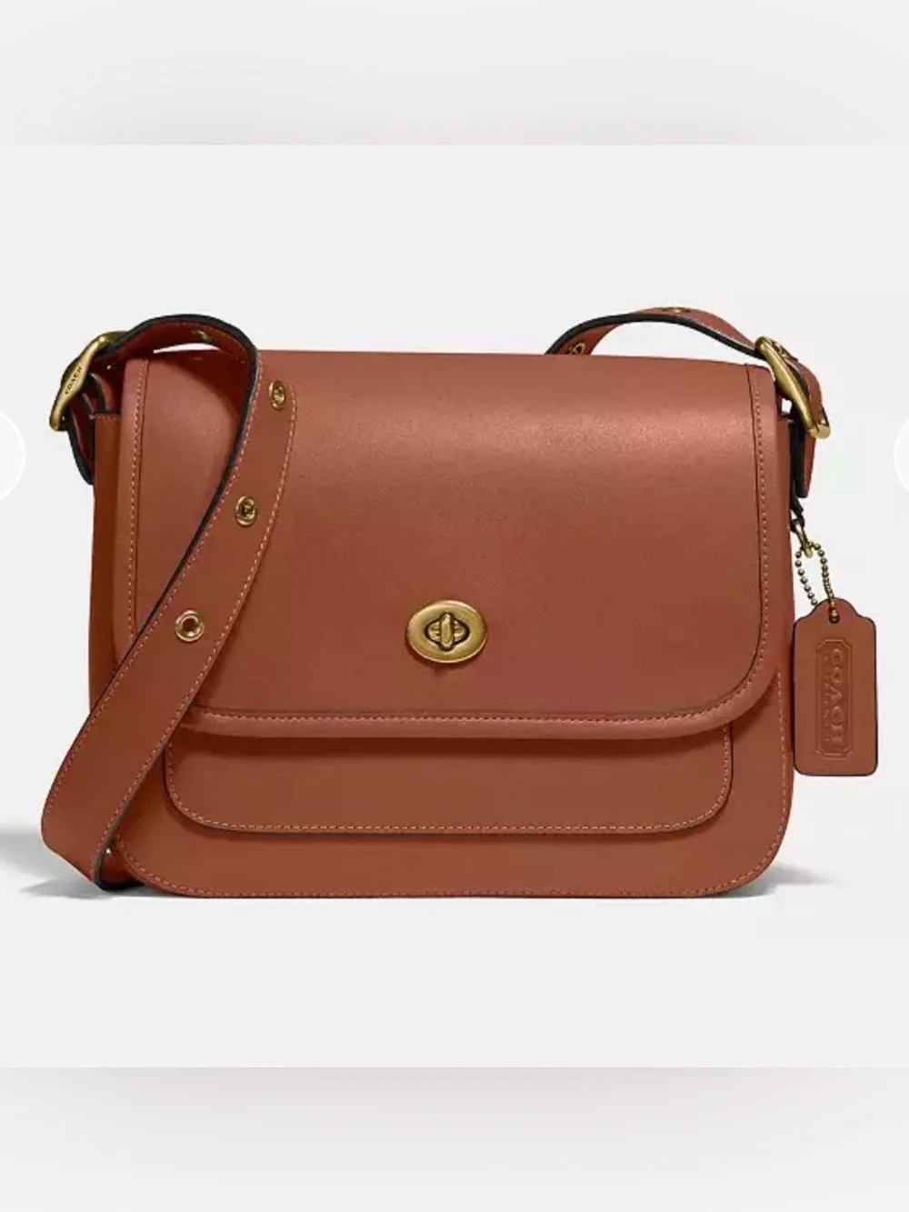 EUC Coach Rambler Crossbody Leather Bag Saddle Brown/Brass